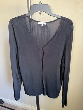 Madewell Black Ribbed Button-Front Cardigan